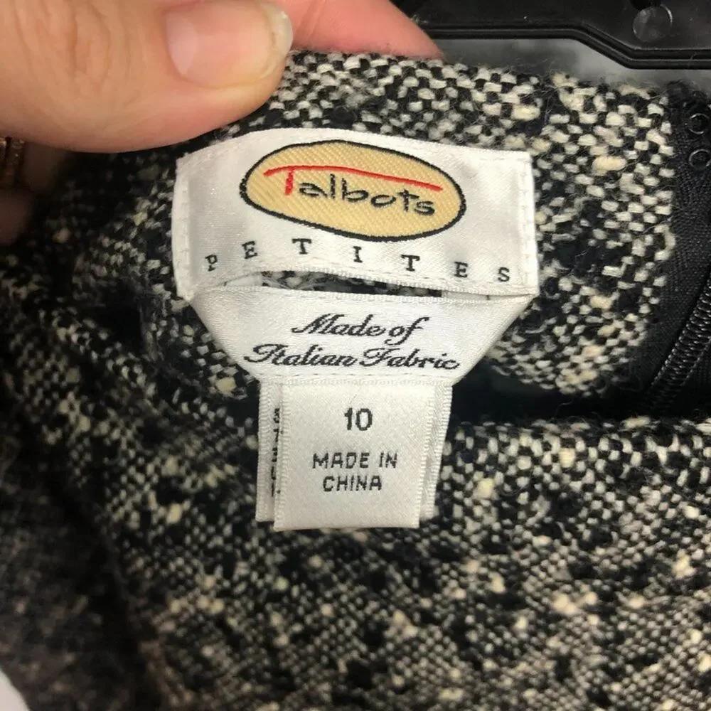 Talbots Vintage Set Pencil Skirt 10 Crop Blazer 12 Italian Wool Grey Tweed